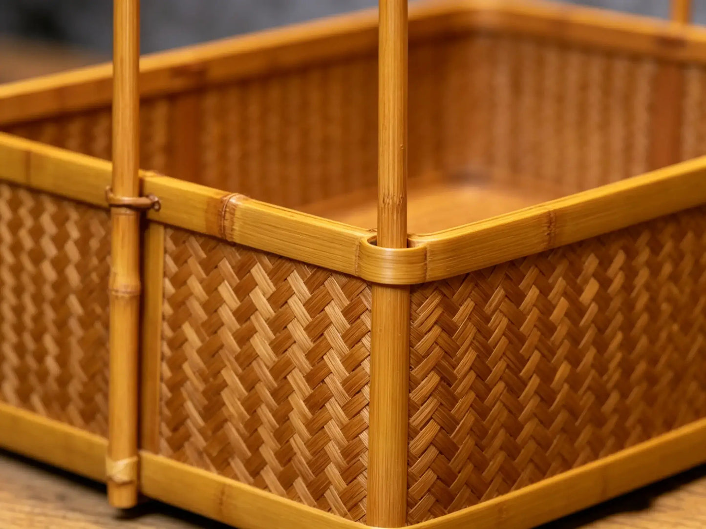 "Simplicity" Bamboo Woven Storage Box, Handwoven Yunnan Bamboo Craft, Traditional Chinese Storage