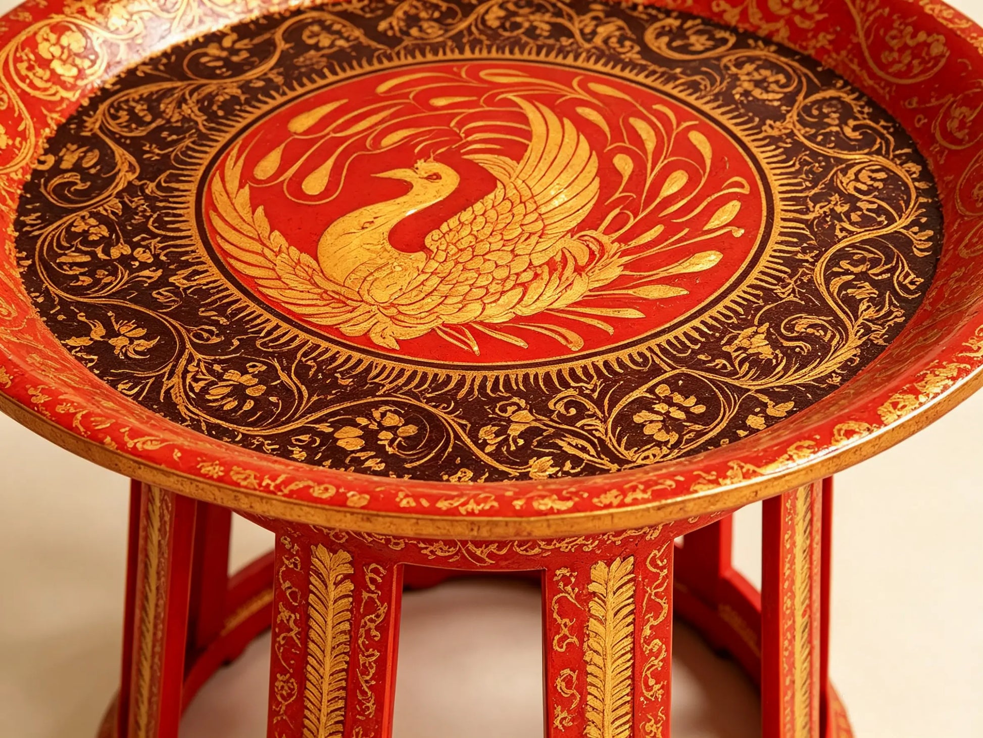 Hand-Painted Bamboo Lacquer Display Stand - Dai Heritage Craft by ArtisanYun