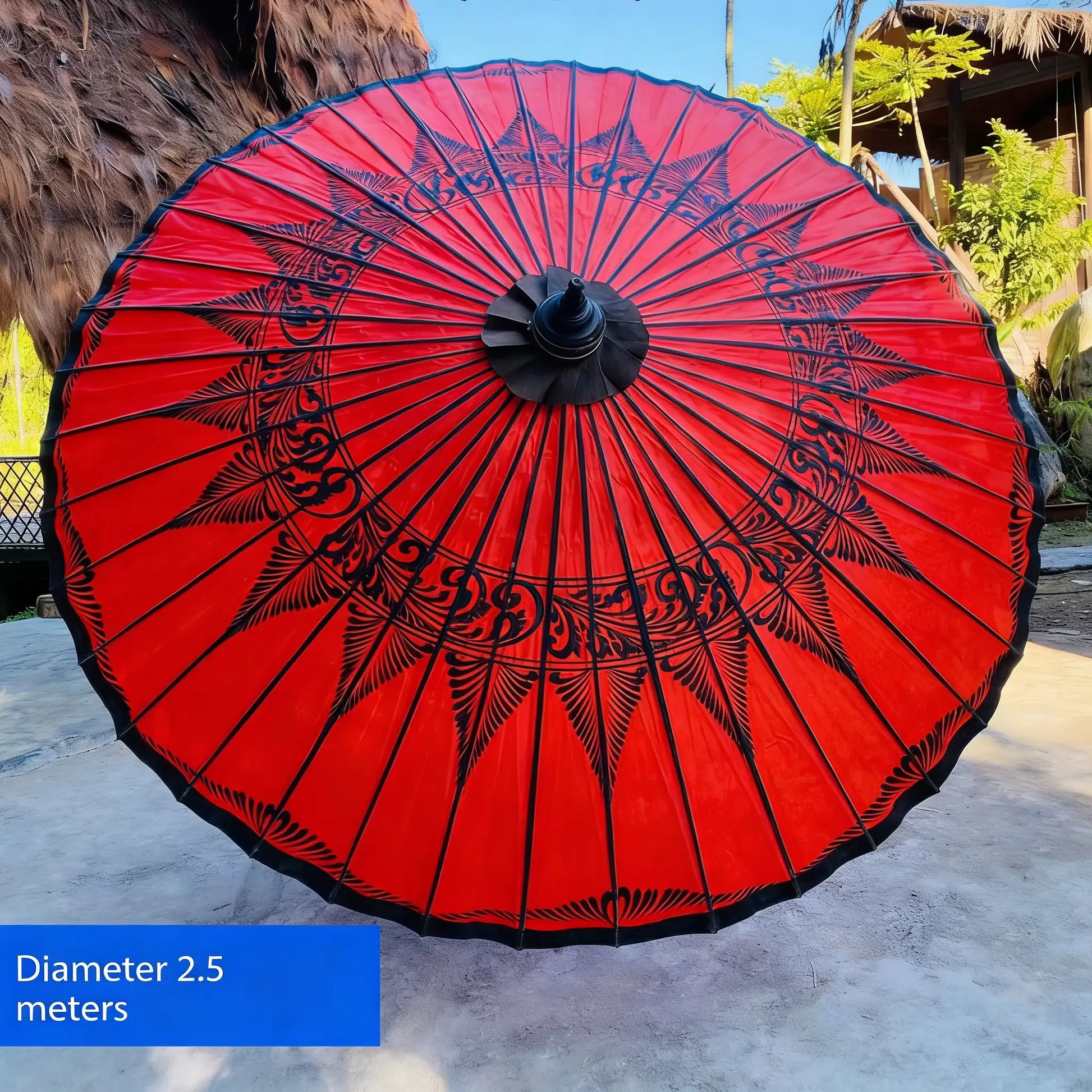 Golden Flower Heritage Paper Umbrella 2.5m Oversized - Hand-Painted Dai Craft by ArtisanYun