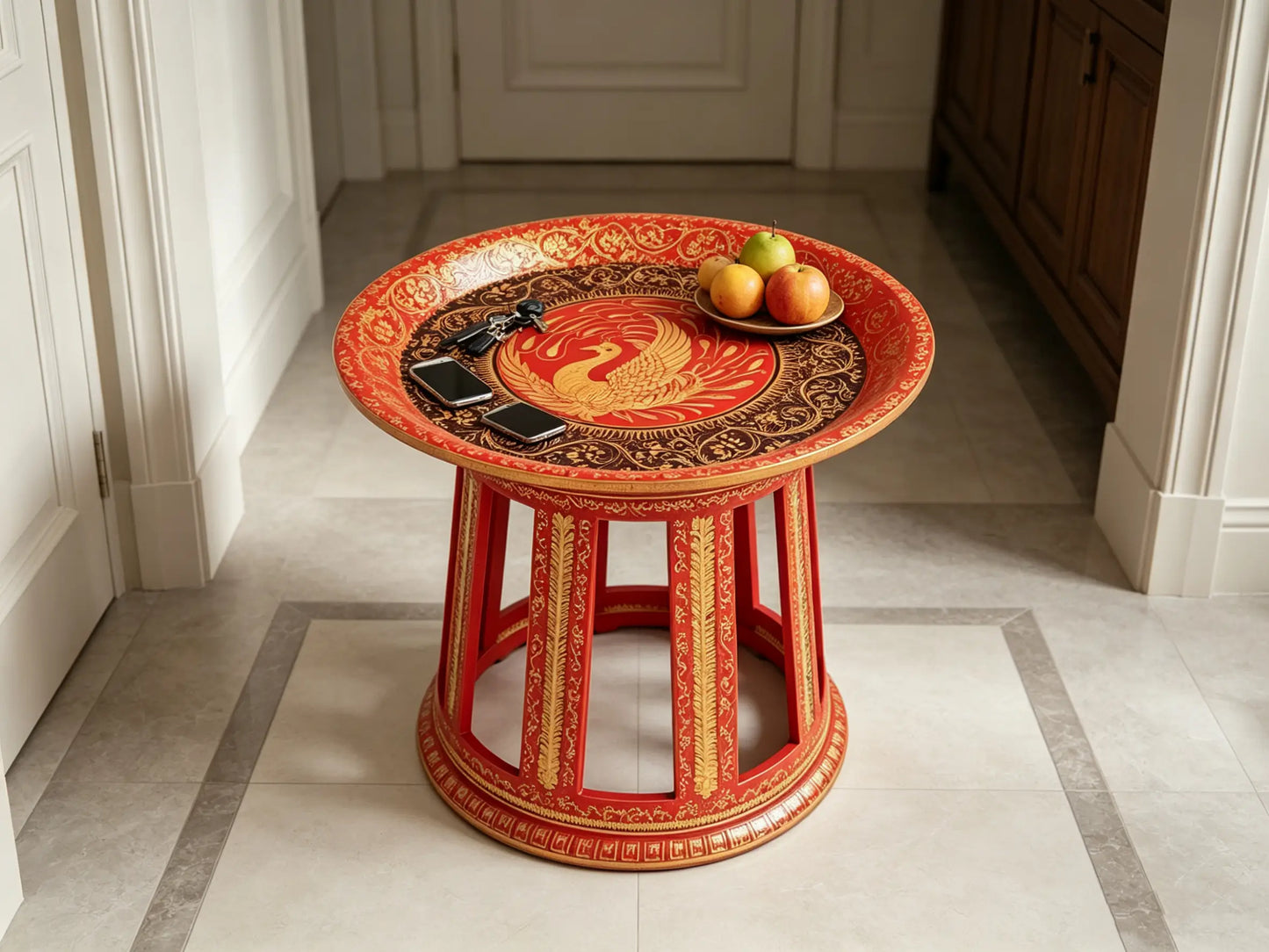 Hand-Painted Bamboo Lacquer Display Stand - Dai Heritage Craft by ArtisanYun