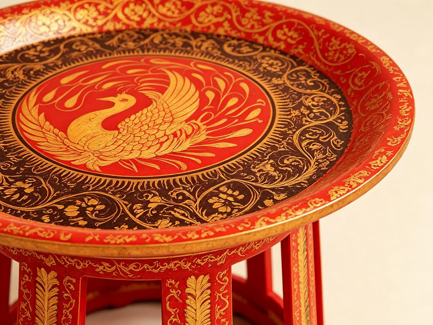 Hand-Painted Bamboo Lacquer Display Stand - Dai Heritage Craft by ArtisanYun