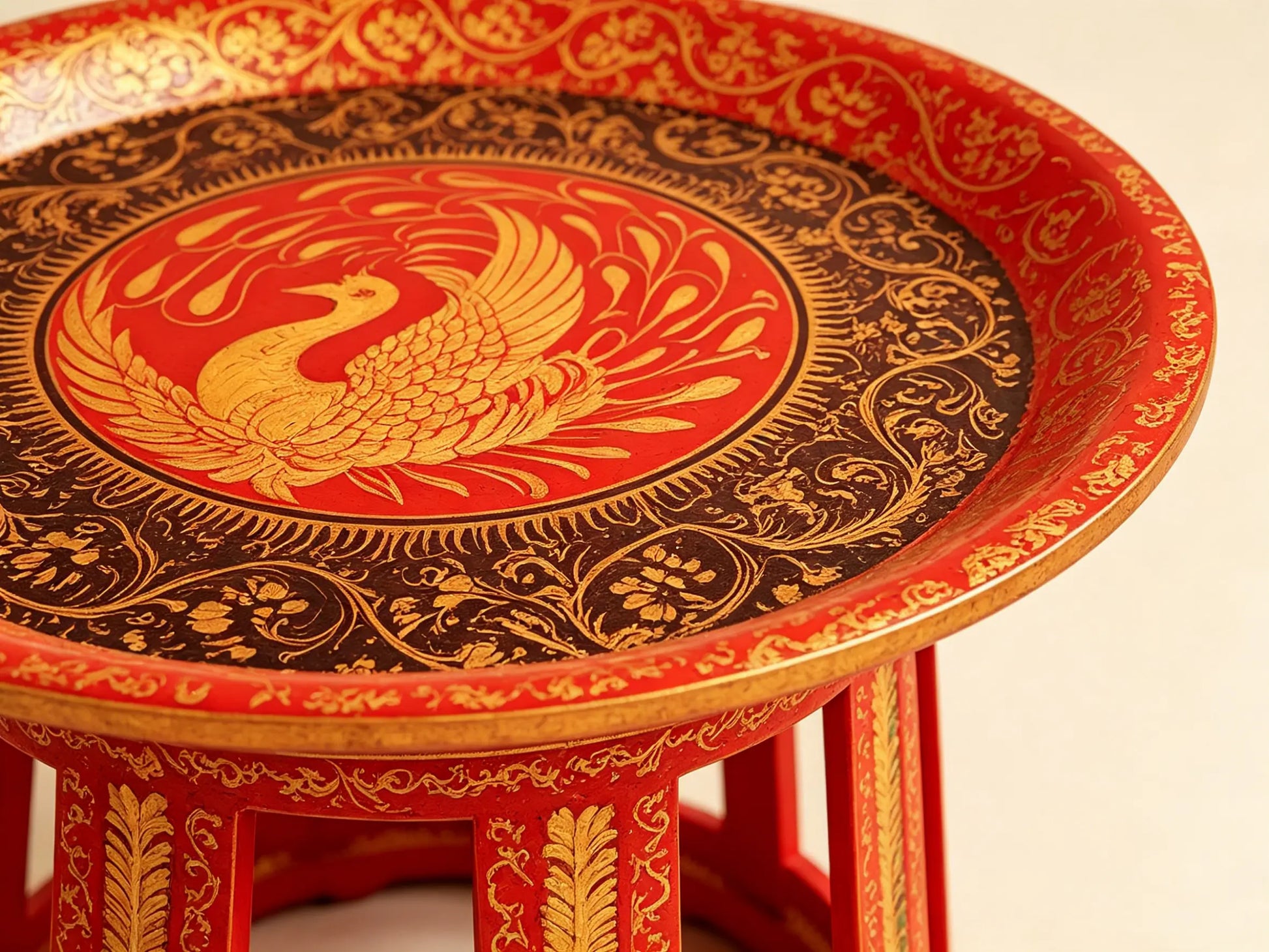 Hand-Painted Bamboo Lacquer Display Stand - Dai Heritage Craft by ArtisanYun