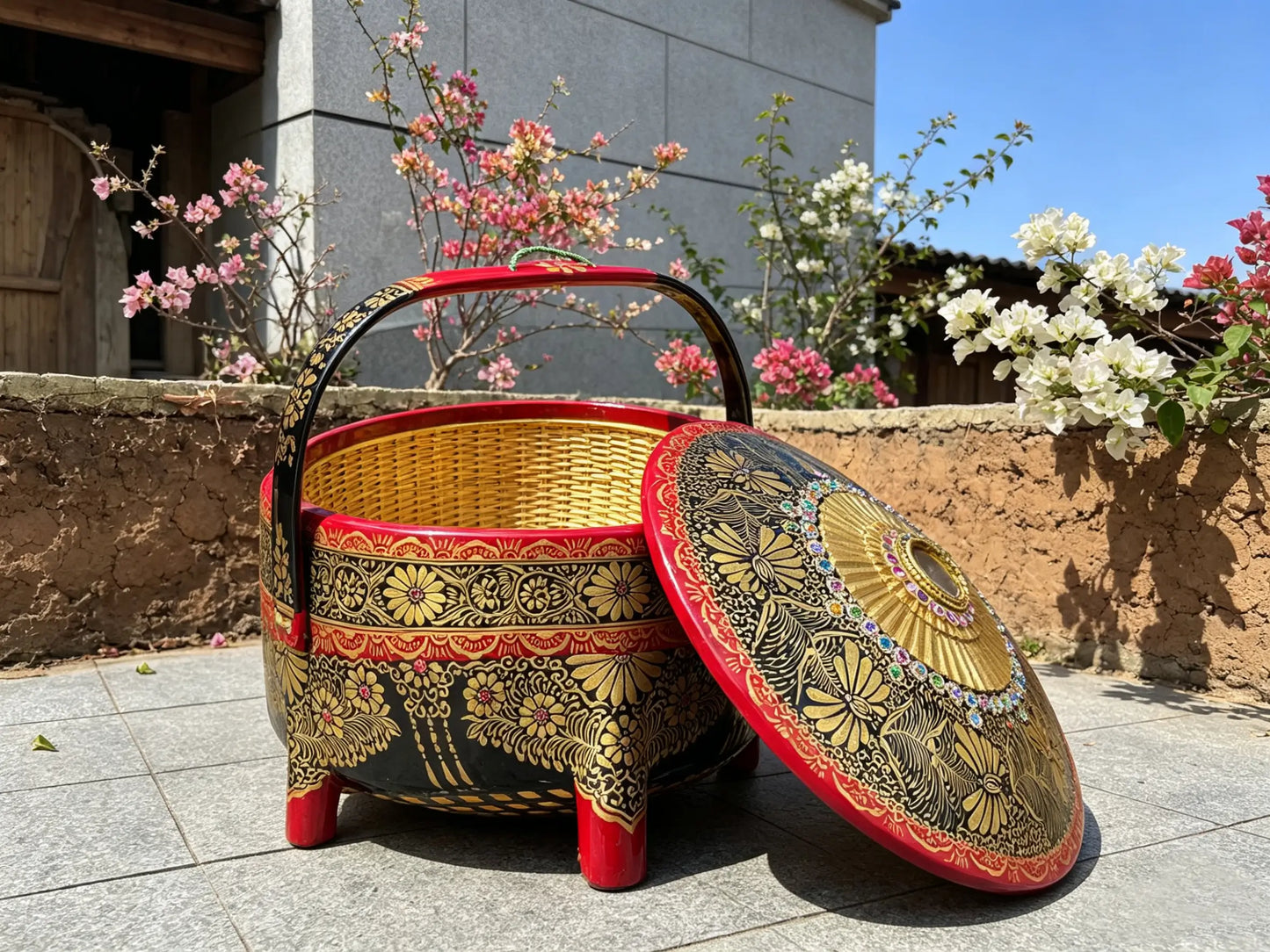 Traditional Gold-Traced Lacquerware - Dai Bamboo Heritage Craft by ArtisanYun