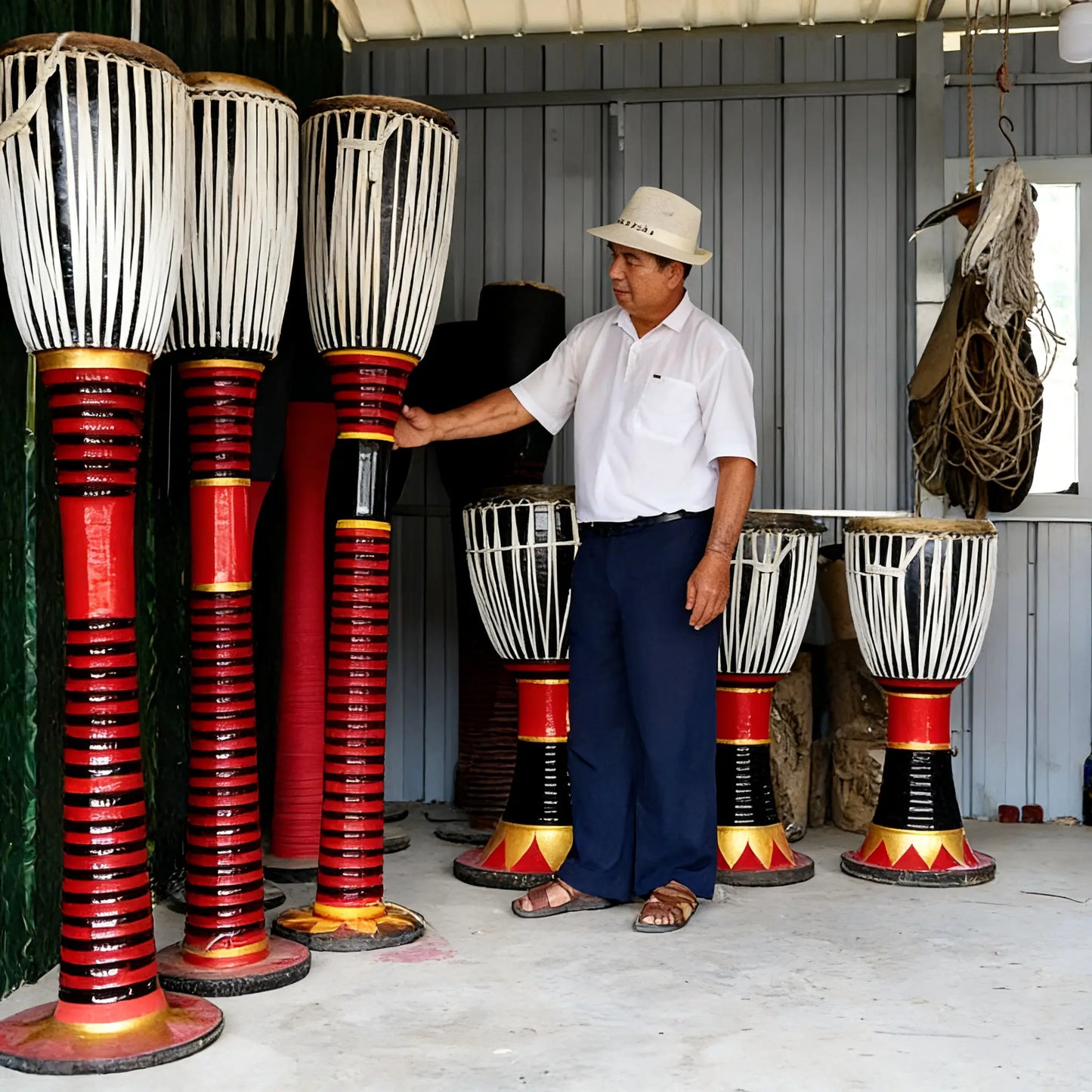 Echo Heritage Elephant Foot Drum - Handcrafted Dai Percussion by ArtisanYun