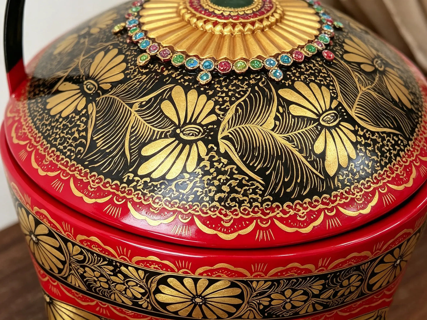 Traditional Gold-Traced Lacquerware - Dai Bamboo Heritage Craft by ArtisanYun