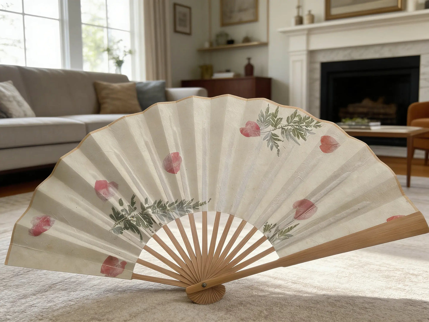 Hand-Painted Folding Fan, Traditional Chinese Bamboo Fan, Hand-Painted Yunnan Handicraft