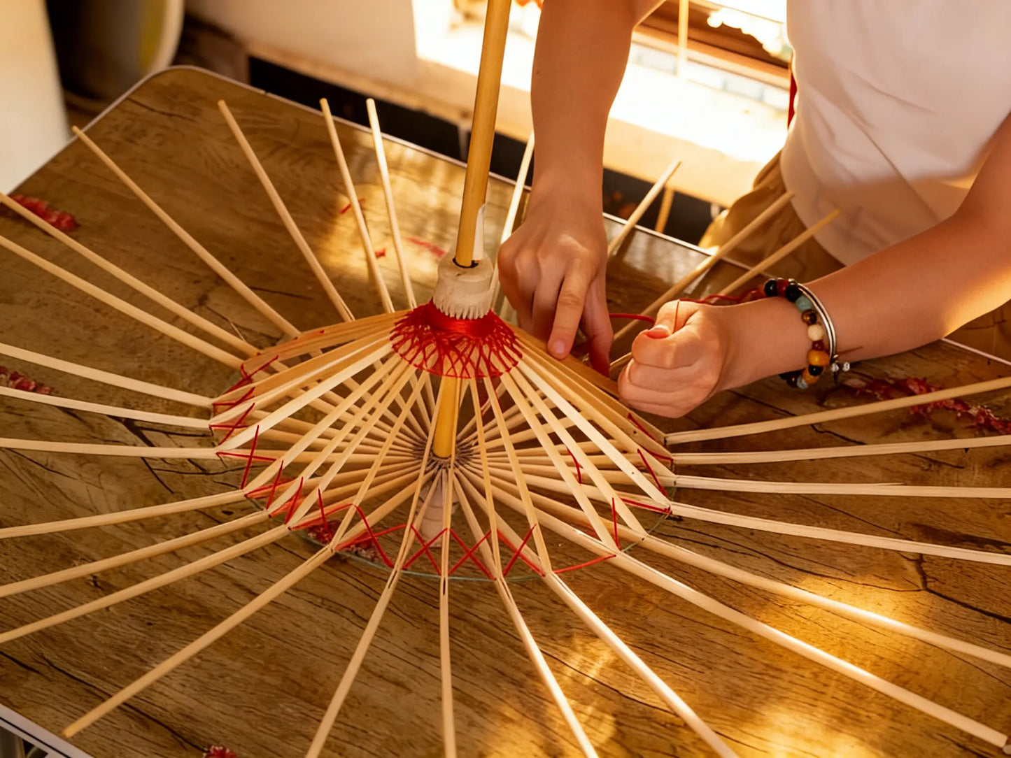 Golden Flower Heritage Paper Umbrella 75cm - Hand-Painted Dai Craft by ArtisanYun