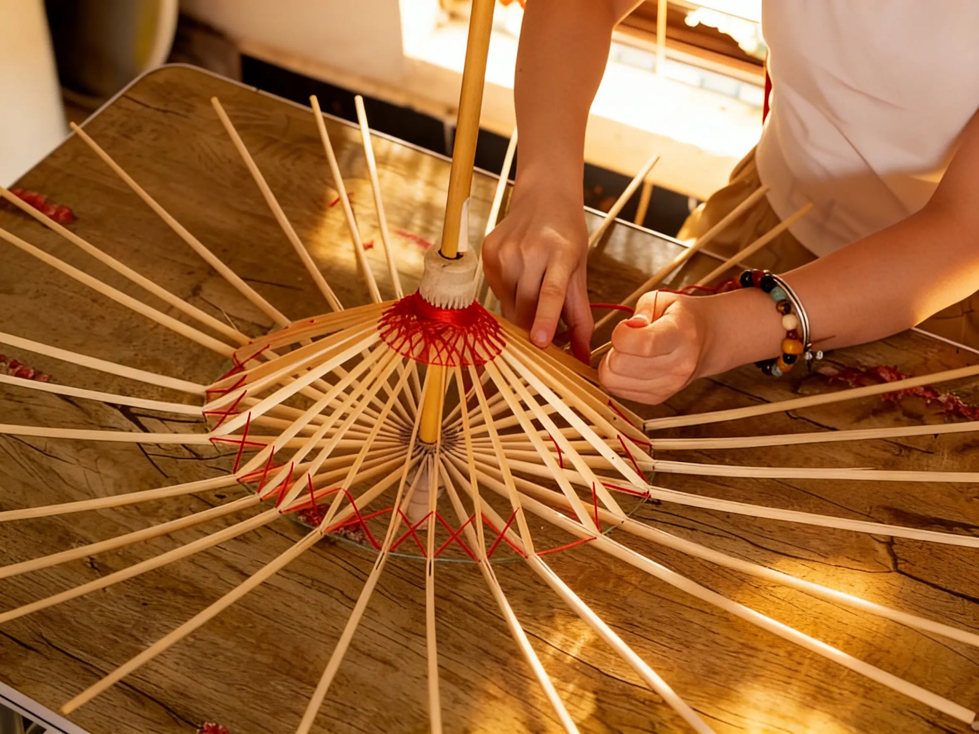 Golden Flower Heritage Paper Umbrella 75cm - Hand-Painted Dai Craft by ArtisanYun