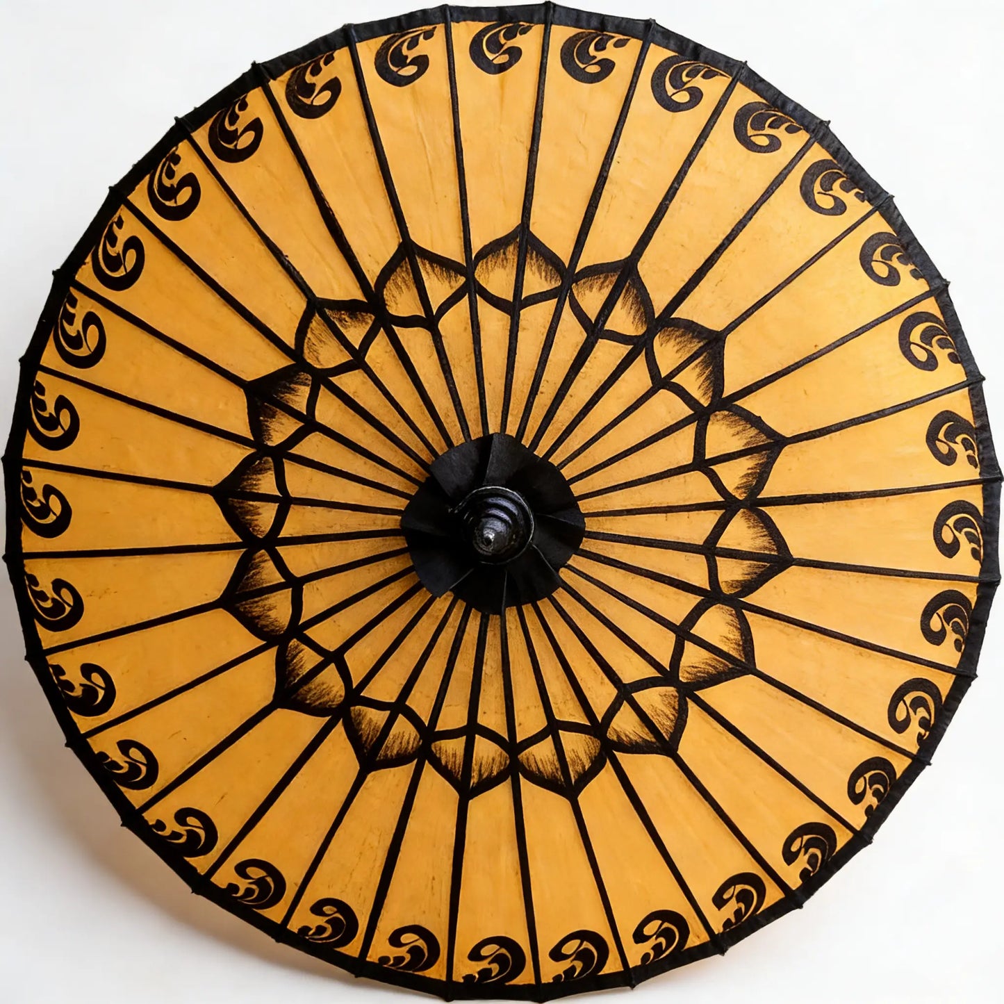 Golden Flower Heritage Paper Umbrella 75cm - Hand-Painted Dai Craft by ArtisanYun