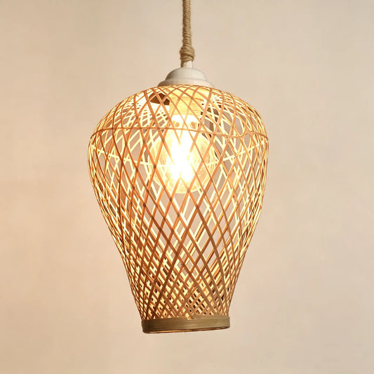 Vase Lamp ¨C Heritage Handwoven Bamboo Pendant Light, Traditional Chinese Bamboo Vase Lighting