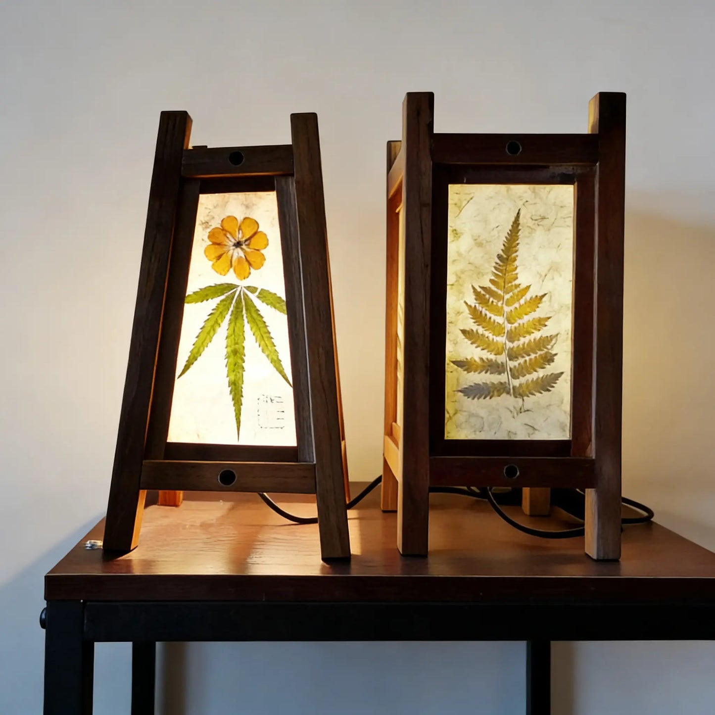 Square Table Lamp - Heritage Mulberry Bark Paper - Handcrafted in Yunnan by ArtisanYun