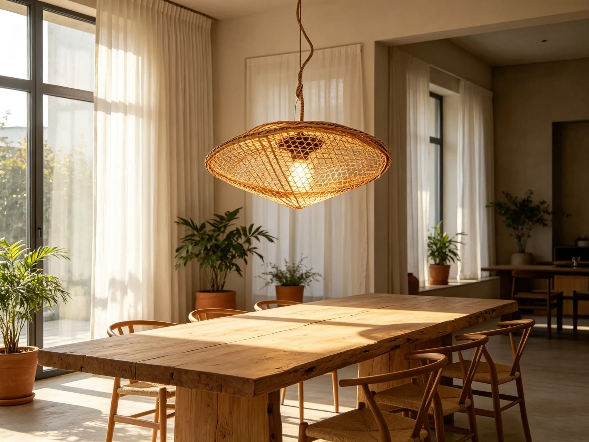 Flying Saucer Lamp ¨C Heritage Handwoven Bamboo Pendant Light, Traditional Chinese Bamboo Lighting