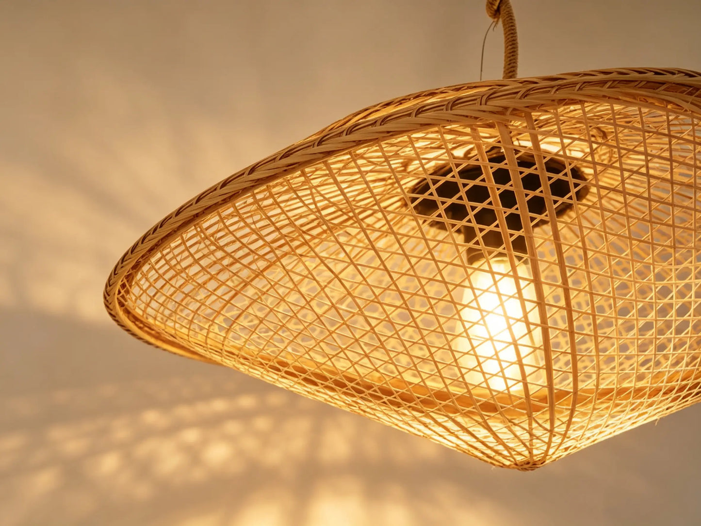 Flying Saucer Lamp ¨C Heritage Handwoven Bamboo Pendant Light, Traditional Chinese Bamboo Lighting
