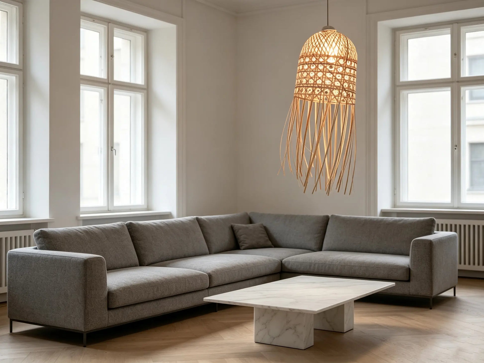 Jellyfish Lamp ¨C Heritage Handwoven Bamboo Pendant Light, Traditional Chinese Bamboo Lighting