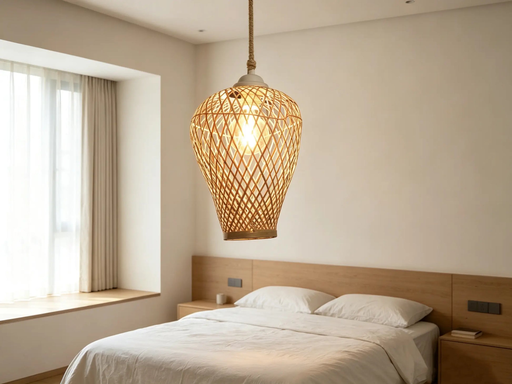 Vase Lamp ¨C Heritage Handwoven Bamboo Pendant Light, Traditional Chinese Bamboo Vase Lighting