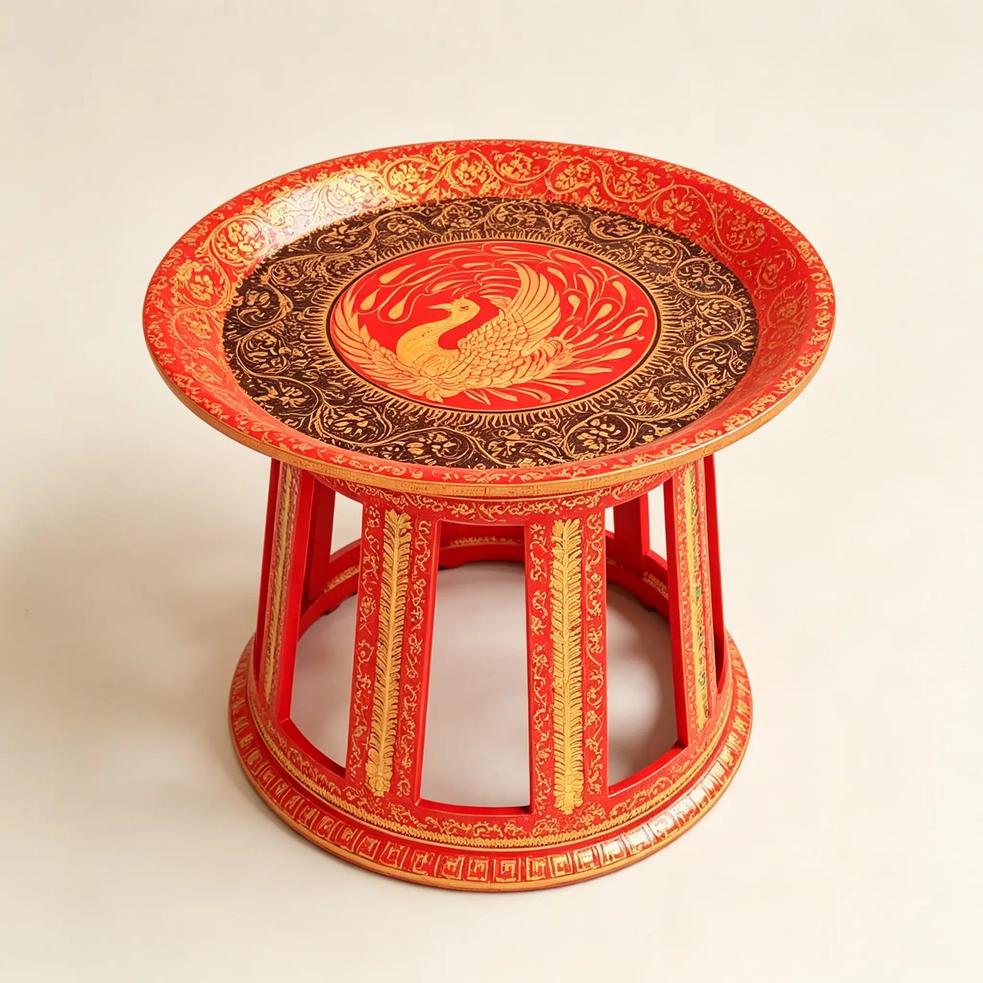 Hand-Painted Bamboo Lacquer Display Stand - Dai Heritage Craft by ArtisanYun