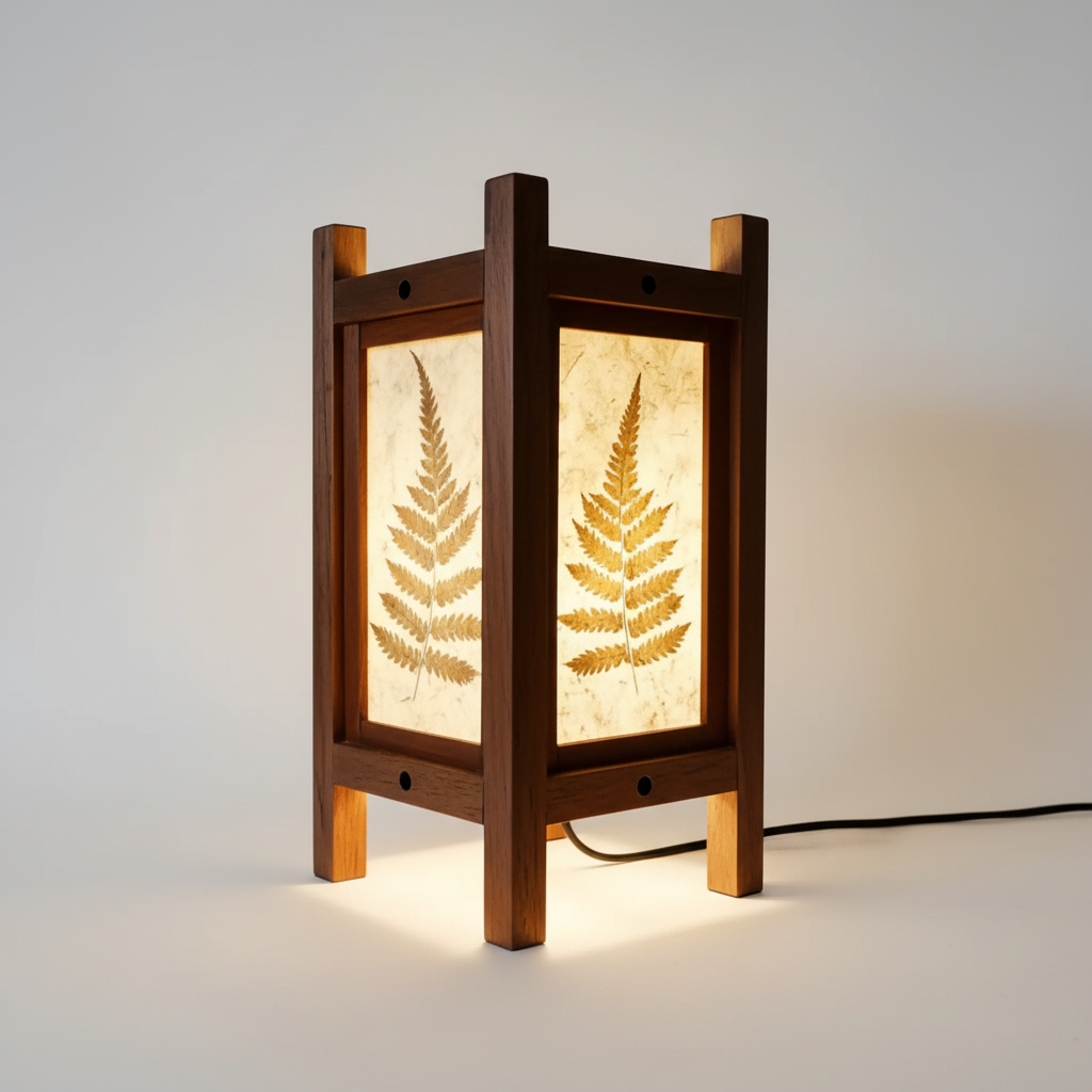 Square Table Lamp - Heritage Mulberry Bark Paper - Handcrafted in Yunnan by ArtisanYun