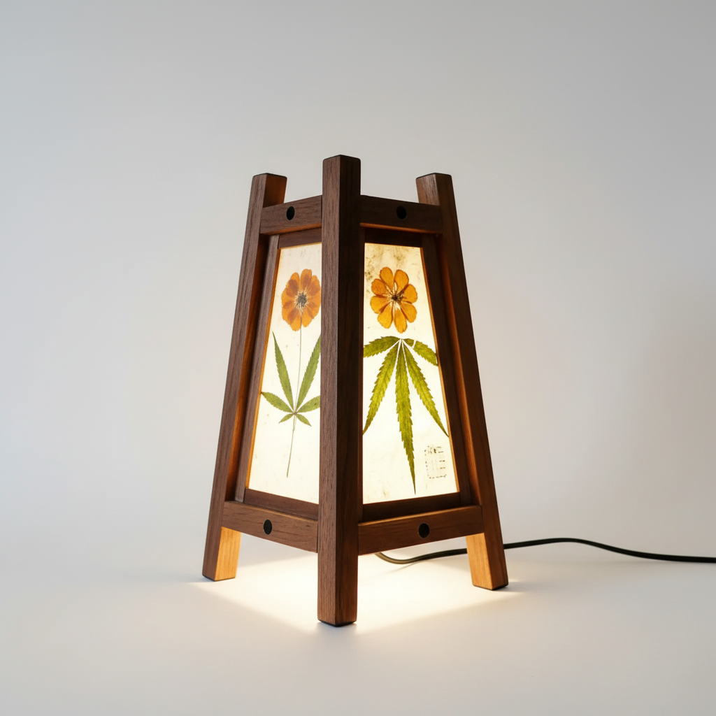 Square Table Lamp - Heritage Mulberry Bark Paper - Handcrafted in Yunnan by ArtisanYun